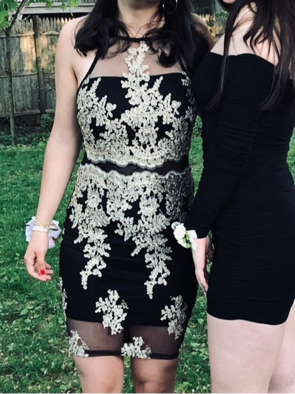 Scarlett Black Dress with Gold Floral Lace